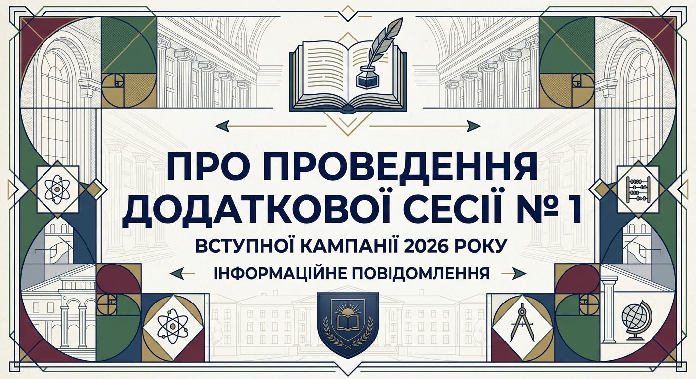 ІНФОРМАЦІЙНЕ ПОВІДОМЛЕННЯ про проведення додаткової сесії № 1 вступної кампанії 2026 року